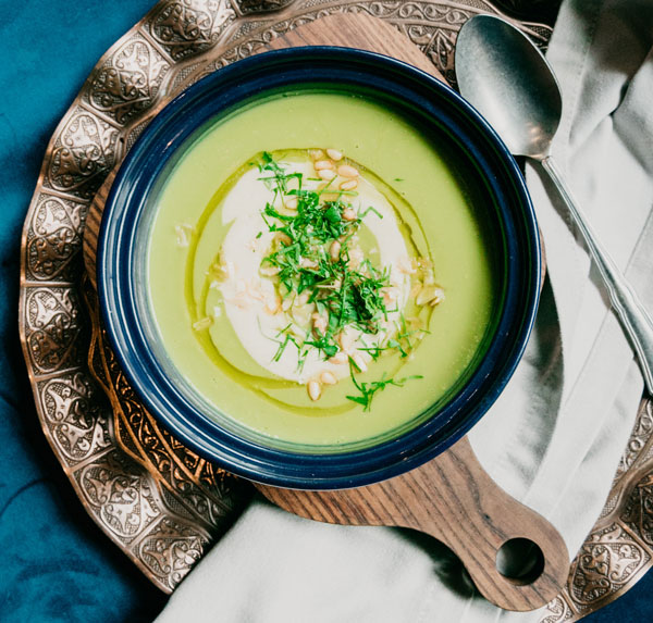 crema de verduras para el menú de Navidad